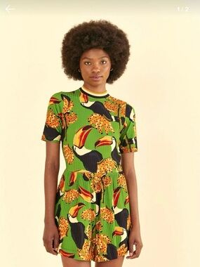 FARM Rio Green Toucan Banana Romper